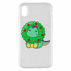 Чехол из раздела Динозавры Christmas dinosaur для Apple iPhone X/Xs - FATLINE Чехол из раздела Динозавры Christmas dinosaur для Apple iPhone X/Xs