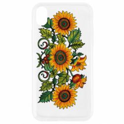 Чохол з розділу Квіти Імітація вишивки соняшки для Apple iPhone XR - FATLINE Чохол з розділу Квіти Імітація вишивки соняшки для Apple iPhone XR