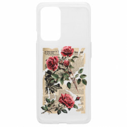 Чехол из раздела Розы Retro newspaper and roses для OnePlus 9 - FATLINE Чехол из раздела Розы Retro newspaper and roses для OnePlus 9