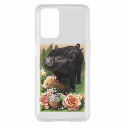 Чехол из раздела Цветы Black pig and flowers для Oppo A55 4G - FATLINE Чехол из раздела Цветы Black pig and flowers для Oppo A55 4G