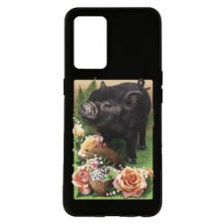 Чехол из раздела Авторские принты Black pig and flowers для Oppo K9 - FATLINE Чехол из раздела Авторские принты Black pig and flowers для Oppo K9