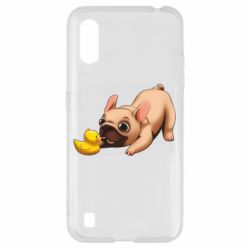 Чехол из раздела Бульдог Французский бульдог с уточкой для Samsung A01/M01 - FATLINE Чехол из раздела Бульдог Французский бульдог с уточкой для Samsung A01/M01