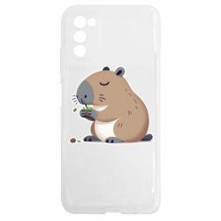 Чехол из раздела Авторские принты Капибара ест для Samsung A03s - FATLINE Чехол из раздела Авторские принты Капибара ест для Samsung A03s