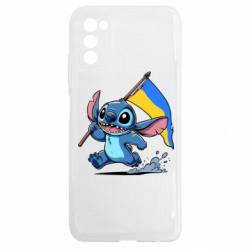 Чехол из раздела Лило и Стич Стич с украинским флагом для Samsung A03s - FATLINE Чехол из раздела Лило и Стич Стич с украинским флагом для Samsung A03s