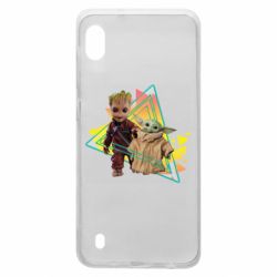 Чехол из раздела Мандалорец Baby yoda and baby groot для Samsung A10 - FATLINE Чехол из раздела Мандалорец Baby yoda and baby groot для Samsung A10