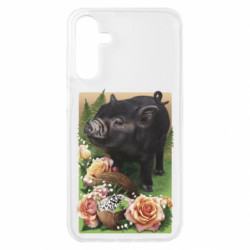 Чехол из раздела Цветы Black pig and flowers для Samsung A15 4G/5G - FATLINE Чехол из раздела Цветы Black pig and flowers для Samsung A15 4G/5G
