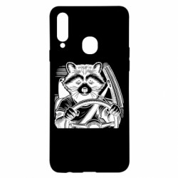 Чехол из раздела Авторские принты Енот водитель за рулем для Samsung A20s - FATLINE Чехол из раздела Авторские принты Енот водитель за рулем для Samsung A20s