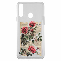Чехол из раздела Розы Retro newspaper and roses для Samsung A20s - FATLINE Чехол из раздела Розы Retro newspaper and roses для Samsung A20s