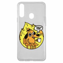 Чехол из раздела Прикольные рисунки This is fine dog meme для Samsung A20s - FATLINE Чехол из раздела Прикольные рисунки This is fine dog meme для Samsung A20s