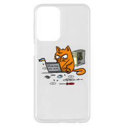 Чехол из раздела Авторские принты Кот - сисадмин для Samsung A23 4G - FATLINE Чехол из раздела Авторские принты Кот - сисадмин для Samsung A23 4G