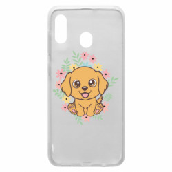 Чехол из раздела Авторские принты Собака флорист в цветках для Samsung A30 - FATLINE Чехол из раздела Авторские принты Собака флорист в цветках для Samsung A30