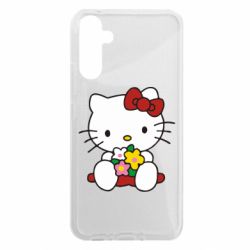 Чехол из раздела Hello Kitty Kitty с букетиком для Samsung A34 5G - FATLINE Чехол из раздела Hello Kitty Kitty с букетиком для Samsung A34 5G