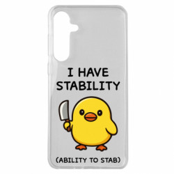 Чехол из раздела Авторские принты Мемный принт с уткой с ножом — «У меня есть стабильность (способность тыкать)» — ироничный юмор, забавная иллюстрация для Samsung A35 5G