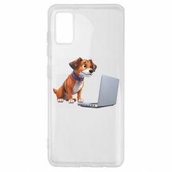 Чехол из раздела Программистам Песик перед ноутбуком для Samsung A41 - FATLINE Чехол из раздела Программистам Песик перед ноутбуком для Samsung A41