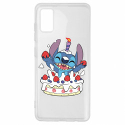 Чехол из раздела Лило и Стич Стич с праздничным тортом для Samsung A41 - FATLINE Чехол из раздела Лило и Стич Стич с праздничным тортом для Samsung A41