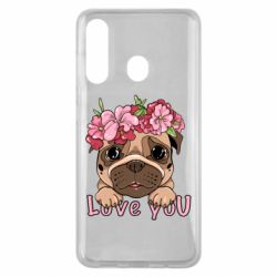 Чехол из раздела OriAkuma Девочка мопсик в розовых цветах для Samsung M40 - FATLINE Чехол из раздела OriAkuma Девочка мопсик в розовых цветах для Samsung M40
