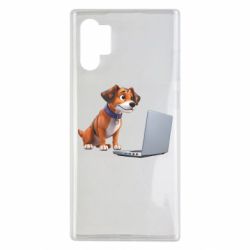 Чехол из раздела Программистам Песик перед ноутбуком для Samsung Note 10 Plus - FATLINE Чехол из раздела Программистам Песик перед ноутбуком для Samsung Note 10 Plus