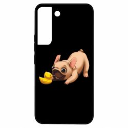 Чехол из раздела Бульдог Французский бульдог с уточкой для Samsung S22 - FATLINE Чехол из раздела Бульдог Французский бульдог с уточкой для Samsung S22