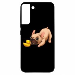 Чехол из раздела Бульдог Французский бульдог с уточкой для Samsung S22 Plus - FATLINE Чехол из раздела Бульдог Французский бульдог с уточкой для Samsung S22 Plus