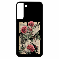Чехол из раздела Розы Retro newspaper and roses для Samsung S22 Plus - FATLINE Чехол из раздела Розы Retro newspaper and roses для Samsung S22 Plus