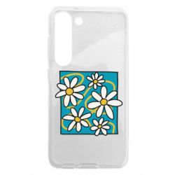 Чехол из раздела Авторские принты Ромашки на голубом для Samsung S23 - FATLINE Чехол из раздела Авторские принты Ромашки на голубом для Samsung S23