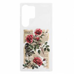 Чехол из раздела Розы Retro newspaper and roses для Samsung S23 Ultra - FATLINE Чехол из раздела Розы Retro newspaper and roses для Samsung S23 Ultra