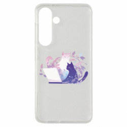 Чехол из раздела Программистам Котики и ноутбук для Samsung S24 - FATLINE Чехол из раздела Программистам Котики и ноутбук для Samsung S24