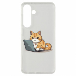 Чехол из раздела Программистам Злая кошка за макбуком для Samsung S24 - FATLINE Чехол из раздела Программистам Злая кошка за макбуком для Samsung S24