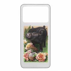 Чехол из раздела Авторские принты Black pig and flowers для Xiaomi Poco X4 Pro 5G - FATLINE Чехол из раздела Авторские принты Black pig and flowers для Xiaomi Poco X4 Pro 5G
