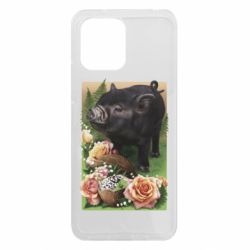 Чехол из раздела Цветы Black pig and flowers для Xiaomi Redmi 12 - FATLINE Чехол из раздела Цветы Black pig and flowers для Xiaomi Redmi 12