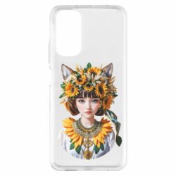 Чехол из раздела Цветы Девушка с кошачьими ушками в венке из подсолнухов для Xiaomi Redmi Note 11 - FATLINE Чехол из раздела Цветы Девушка с кошачьими ушками в венке из подсолнухов для Xiaomi Redmi Note 11
