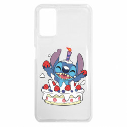 Чехол из раздела Лило и Стич Стич с праздничным тортом для Xiaomi Redmi Note 9 4G - FATLINE Чехол из раздела Лило и Стич Стич с праздничным тортом для Xiaomi Redmi Note 9 4G