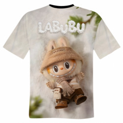 Мужская 3D футболка LABUBU в снегу - FATLINE Мужская 3D футболка LABUBU в снегу