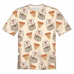 Мужская 3D футболка Pusheen Pizza Lover - FATLINE Мужская 3D футболка Pusheen Pizza Lover