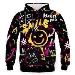 Мужская 3D худи Street art smile - FATLINE Мужская 3D худи Street art smile