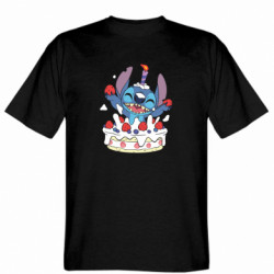 Мужская футболка Gildan Стич с праздничным тортом - FATLINE Мужская футболка Gildan Стич с праздничным тортом