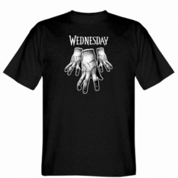 Мужская футболка Gildan Wednesday Adams Рука Вещь - FATLINE Мужская футболка Gildan Wednesday Adams Рука Вещь