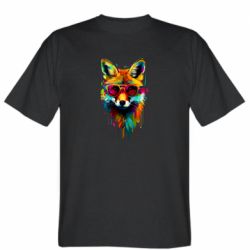 Мужская футболка Stedman Лиса в очках, пятна краски - FATLINE Мужская футболка Stedman Лиса в очках, пятна краски