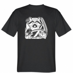 Мужская футболка Stedman Енот водитель за рулем - FATLINE Мужская футболка Stedman Енот водитель за рулем