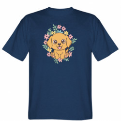 Мужская футболка Stedman Собака флорист в цветках - FATLINE Мужская футболка Stedman Собака флорист в цветках
