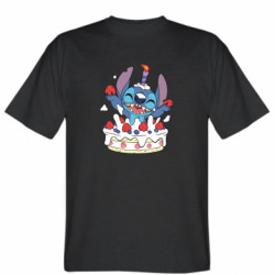 Мужская футболка Stedman Стич с праздничным тортом - FATLINE Мужская футболка Stedman Стич с праздничным тортом