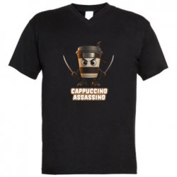 Мужская футболка с V-образным вырезом Cappuccino Assassino - FATLINE Мужская футболка с V-образным вырезом Cappuccino Assassino