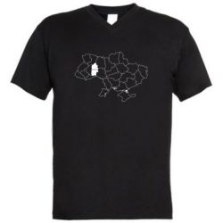 Чоловіча футболка з V-подібним вирізом Хмельницький на мапі України