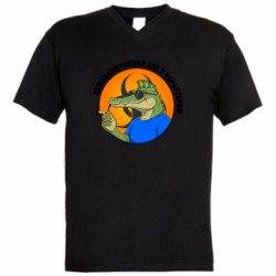 Мужская футболка  с V-образным вырезом хладнокровный, но с характером