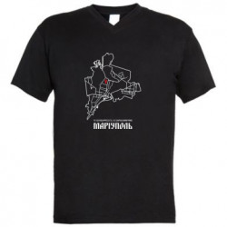 Мужская футболка с V-образным вырезом Карта Мариуполь - FATLINE Мужская футболка с V-образным вырезом Карта Мариуполь