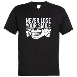 Мужская футболка  с V-образным вырезом Never Lose Your Smile