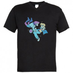 Мужская футболка  с V-образным вырезом Скотт Пилигрим вместе с Рамоной