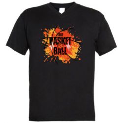Мужская футболка  с V-образным вырезом Настоящий Баскетбол