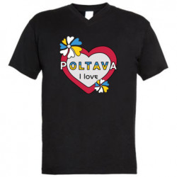 Мужская футболка с V-образным вырезом Я люблю Полтаву - FATLINE Мужская футболка с V-образным вырезом Я люблю Полтаву