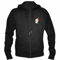 Мужская худи на молнии Корги с шапочкой Санты - FATLINE Мужская худи на молнии Корги с шапочкой Санты